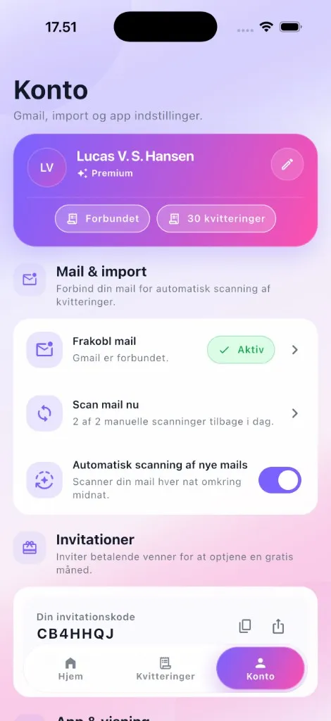 Mail bliver til kvitteringer