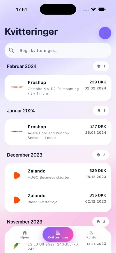 Digital receipts you can find again